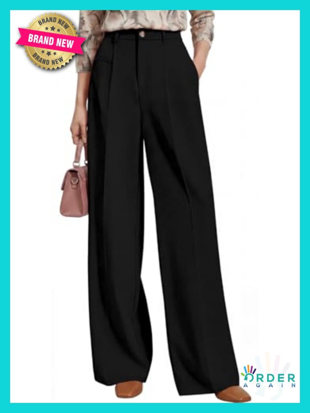 Wide Leg Dress Pants High Waisted Pull On Trousers Business Casual Work Slacks